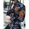 Camicie casual da uomo camicie hawaiane a maniche lunghe camicia di moda camicette floreali camicetta cuba spiaggia girare le camicie floreali di camisa del colletto abbottonato 240424