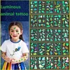 Transfert de tatouage 5pcs tatouage pour enfants autocollants lumineux brillent dans le tatouage des paillettes sombres pour les enfants tatouages temporaires imperméables Enfants ZS036 240426