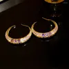 Brincos do garanhão Drejew Shiny Purple Zircon Fashion Fashion Moon Ear noivado de noivado de casamento atacado 2024 Trendy