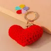Keychains Lanyards Fashion Handmade Knited Love Heart Keychains Cute Flower Charms Key Rings for Women Men Car Key Handbag Hanging Key Chains