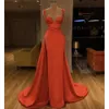 Long Prom Elegant Orange Sleeveless Dresses High Split Satin Party Celebrity Evening Gowns Red Carpet Film Opening Ceremony Dress