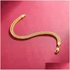 Неклеты Широкий 6 -миллиметровый кубинский звенья цепь золотой цвет кротовой штуковидный браслет для женщин для женщин Водонепроницаемы