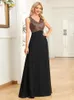 Partykleider xuibol elegant schwarze Pailletten Abend Lange 2024 Luxus Chiffon ärmellose Maxi Kleid Family Geting Prom Abschlussball