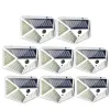 Dekorationer 1pc Solar Light Outdoor 100 LED Wall Lamp Pir Motion Sensor Lamp Vattentäta trappor för Courtyard Garden Street Decoration