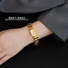 Wristwatches 2024 Antique Brass Women Watches Gold Luxury Copper Band Steel Classical Lady Clock Bracelet Jewelry