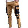 Herrbyxor attraktiva män Sweatpants Slim Fit Casual Jogger Contrast Color Cargo för jogging