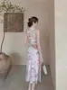 Robes de fête style chinois Imperial sœur féminine Cheongsam printemps et été sexy maille haute division de l'épaule suspendue
