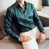 Camicie da uomo camicie autunno alla moda zebra zebra stampato da uomo business di lusso camicia slim fit manica maschio luminosa formale