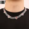 Brins hip hop 18 mm chaîne de liaison cubaine 2 rangées coeur brisé Collier de rap glacé pour hommes 240424