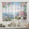 Vorhang Ozean Aquarell Blumenlandschaft Mädchen 3D Digitale Druckfenster Vorhänge für Kinder Wohnzimmer Schlafzimmer Badezimmer Tür Kicthendecor