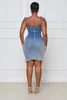 Casual jurken Blue Denim Skater Dress Sexy Women Spaghetti Strap Bodycon Jeans Summer Vestidos