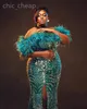 Ebi 2024 Aso Hunter Green Mermaid Prom Dress Crystals Crystals Lace Lace Night Formal Fête Deuxième réception 50e anniversaire Robes de fiançailles Robe Robe de Soiree es
