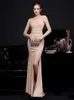 Robes de piste Yididzs grn backless perle robe de soirée femme sexy slit v coude couche maxi robe longue robe de bal 18585 y240426