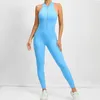 Sexy holle backless Scrunch Sporty Jumpsuit Raises Butt Woman Gym Set Sport Suit mouwloze Zip Yoga Fitness Overalls 240410