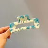 Clamps YHJ Korean Style Printed Floral Square Hair Claw Shark Hair Claw Clip Hair Accessories for Women Girls Y240425