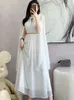 Hma mode luxurry blanc long robe femme sans manches