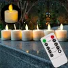 Packung von 6 oder 12 Fernbedienung Dekorativ bewegendem Docht Weihnachtskernfloameless Dancing Flame Votiv Teelight mit Timer 240416