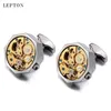 Lepton Watch Movement Cufflinks para homens Negócios steampunk Relógio mecanismo de abotoadune Homem Links RELOJES GEMELOS 240412