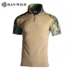 Тактические футболки Hanye Camouflage Tactical Funt Mens Mens с коротки