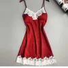 Women's Sleepwear WomenS Sexy Night Gown Lace Patchwork Mini Night Dress Spaghetti Strap Lingerie Summer Silk No Chest Pad Slpwear For Ladies Y240426