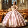 Prinsessan Pink Sweetheart Ball Gown Quinceanera Dress for Girls Beaded Birthday Party Gowns 3D Flowers Prom Dresses Vestido