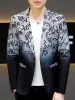 Jackets Brand Clothing Men Fashion Suit Party Coat Casual Slim Fit Jackets Buttons Suit Letter Floral Print Painting Blazers Male 3XL