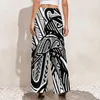 Spodnie damskie retro druk plemienny czarno -białe nowoczesne damskie damskie wzór mody ulicznej proste spodnie
