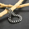 10mm herrarmband rostfritt stål Curb Cuban Link Chain Silver Färgarmband för män smycken 240417