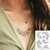 Transfert de tatouage 6/9 PCS Black Flower Tattoo Autocollants imperméables Tatouages ​​temporaires Tatouages ​​Femmes Faux Tatoo Art du corps