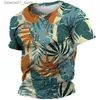 T-shirt maschile Maglietta estiva Hawaiian Mens 3d Coconut Tree Stampa corta Top Casual Casual Oversize T-shirtq240426