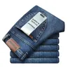 Heren jeans nieuwe lente en herfst heren klassieke jeans smart jeans modebedrijf rechte blauwe elastische jeans heren jeansl2404