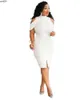 Casual Dresses Beads Designer White Party Dress Plus Size Women Summer Red Sexig Split bodycon Elegant ärmlöst afrikanskt mode