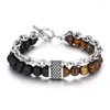 Charmarmband ZG -armband för män Punk Style Frosted Tiger Eye Stone Personlighet MAP Natural pärlkedja