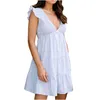 Basic Casual Dresses Summer White Dress Women Sleeveless V Neck Elegant Ruffle Shoder Party Mini Oversize Beach Sundress Vestido Mujer Dhbdw