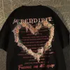 Amerikansk stil high street rose ren bomull kort ärm för mäns sommar lös mode par Instagram trendig t-shirt