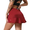 LU-88207 Femme Sports Yoga Skirts Shorts Shorts Zipper Plaid Tennis Golf Jupe anti-exposition Fitness Jupe courte avec poche