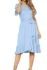 Festklänningar Levaca Womens Summer Plain Casual Flowy Short Sleeve Midi Dress with Belt