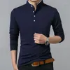 Abiti da uomo n. 2A3127 maglietta da uomo primaverile manica lunga manica lunga camicetta solida camicia top top-shirt in cotone casual maschile