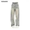 Женские джинсы Американский ретро -ретро, ​​мешковатые брюки с прямыми штанами Y2K, 2024, повседневная гранж -стрит -одежда в стиле джинсовая лодка
