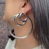 Stud 2024 Fashion Exaggerated Big/ Small Smooth Circle Hoop Earring for Women Simple Round Loop Ear Wedding Jewelry Brincos Cool Gift