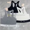 Mulheres Yoga Crop Top Letter Sport Sport Tops