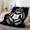 sets Satanic Cat Moon Black Covered Blanket Bedding Flannel Throw Blanket for Teens Adult Sofa Bedroom Decor Christmas Halloween Gift