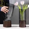 Wazony design kolorowy szklany wazon estetyczny przezroczysty czarny sandyczny salon małej dekoracji