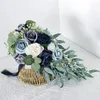 Decorative Flowers Elegant Wedding Bouquets For Bride Rose Flower Floral Handmade Holding Bouquet Party Faux Long Stem