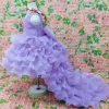 Dresses 213t Flower Girl Trailing Wedding Dresses Children High Quality Tutu Mermaid Dress Vneck Big Bow Princess Long Clothing