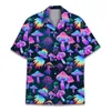 Mäns casual skjortor färgglada svamp 3D -tryck Hawaiian skjorta för män sommarlovsplantor strandtröjor knapp kort ärm gata aloha skjorta 240424