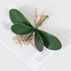 Fleurs décoratives 3pcs Real Touch Artificiel Orchid Phalaenopsis Leaf Pu Plantes en pot Matériaux Falle Fleur Fleur Home Garden décor de Noël