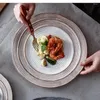 Piatti in ceramica bistecca di bistecca ristorante pasta insalata di piatti per la casa grandi forniture per tavolette giapponesi rotonde