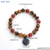 Kralen MHS.Zon 12 Zodiac natuursteen tijger oog/carneliaanse kralen armband stalen constellaties handgemaakte dames verjaardag sieraden