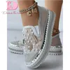 Chaussures décontractées Big Taille 43 Brand Locs de plate-forme de marque Fashion Fashion Rhinestonen Pearl Sentièmes solidaires Sneakers Spring Automne Femmes